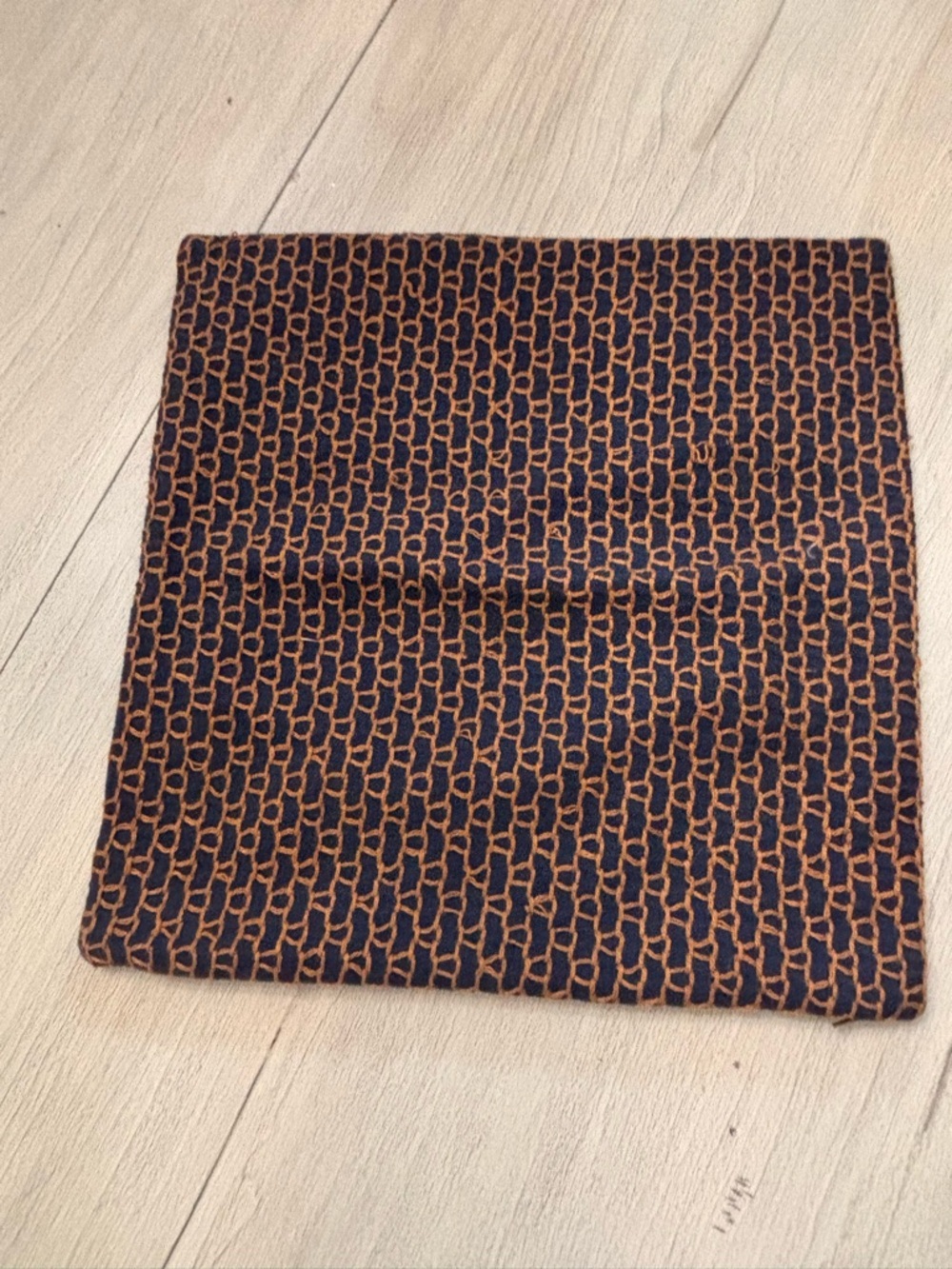 CRATE & BARREL Indigo Blue MADDOX Pillow Cover Textured Embroidered 18” X 18”